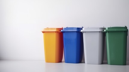 Trash bin on white background