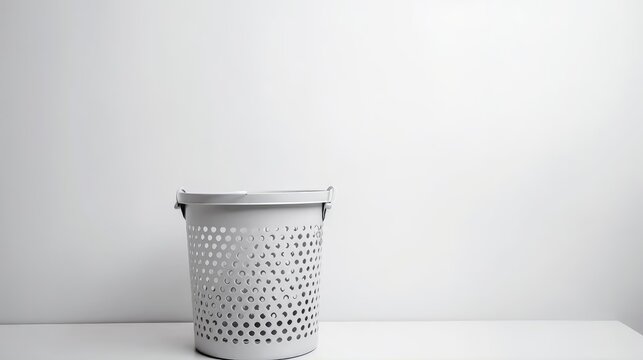 White trash bin on white background