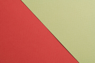 Rough kraft paper background, paper texture red green colors. Mockup with copy space for text.