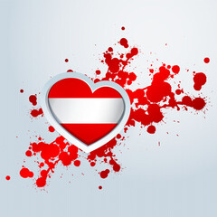 Austria Flag in the form of a 3D heart and paint splashes abstract background. - 640199668