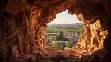 Foto op Plexiglas view from a cave on an old small town. © jr-art