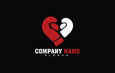 Logo for a boxing with two gloves and heart