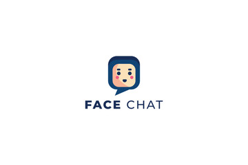 vector face chat logo design