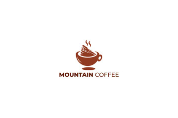 vector mountain coffee logo design