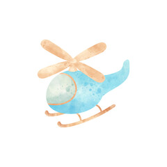 Transportation cute characters. Blue helicopter sticker..
