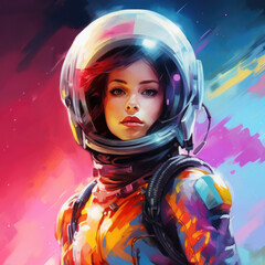 Girl in a space suit. Digital art.