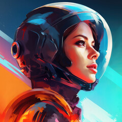 Girl in a space suit. Digital art.