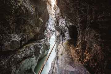 Partnachklamm, Gorge and canyon in Garmisch Partenkirchen, Bavaria Germany