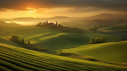 Fototapeta premium A breathtaking sunrise over a serene countryside