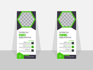Business Roll Up Banner stand vector creative design. Sale banner stand or flag design layout. 