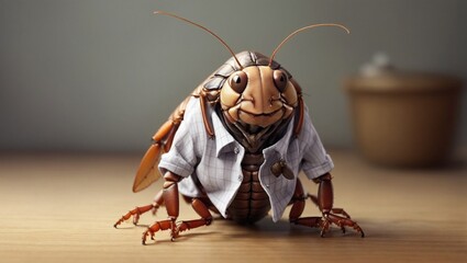 A funny cockroach wearing shirt.