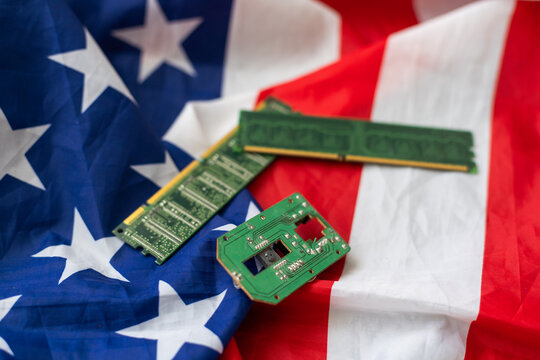 Circuit electric board, European Union flag on the board