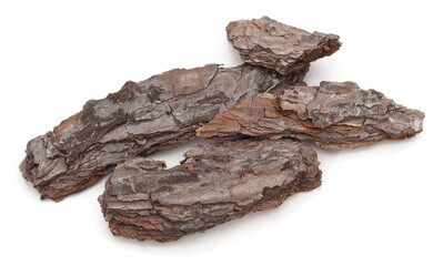 Pieces of brown bark.
