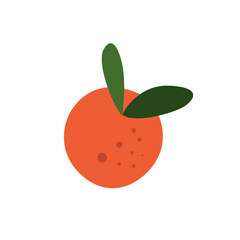 Tangerine Isolated. Tropical Orange Mandarin. Vector Illustration in Flat Style.