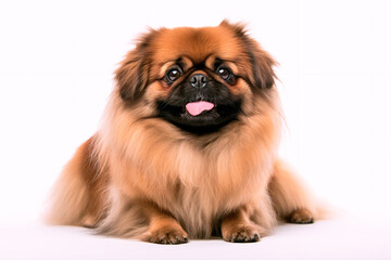 Beautiful Pekingese dog on a white isolated background