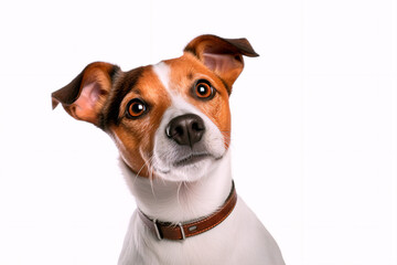 Beautiful Jack Russell dog on a white isolated background