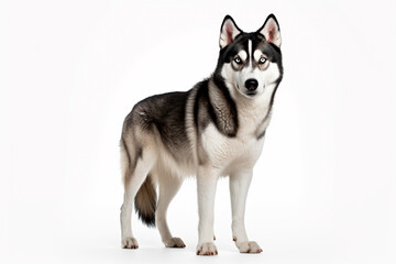 Beautiful husky dog on a white isolated background