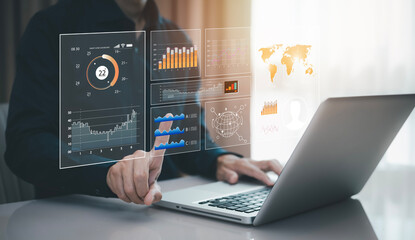 Working Data Analytics and Data Management Systems and Metrics connected to corporate strategy database for Finance, Intelligence,  Business Analytics with Key Performance Indicators, social network