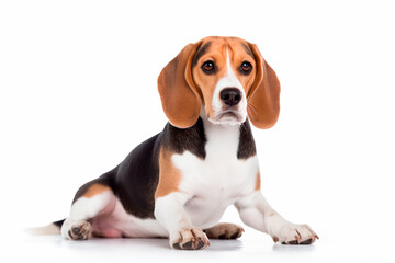 Beautiful beagle dog on a white isolated background