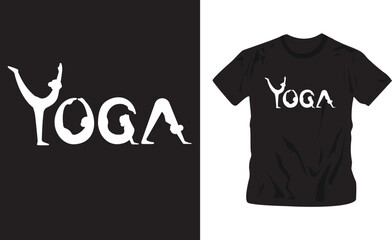 yoga pose beautiful lettering typography t-shirt design editable template