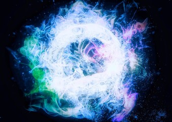 カラフルな火炎と煙が渦巻く抽象的な背景