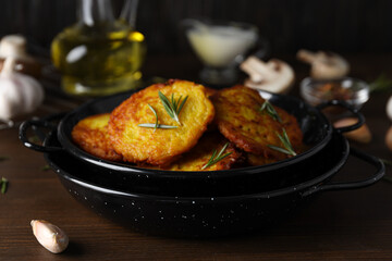 Lunch tasty food concept - delicious hash browns