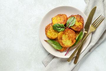 Lunch tasty food concept - delicious hash browns
