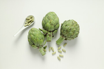 Fototapeta premium Products for healthcare, healthcare concept - artichoke medicine