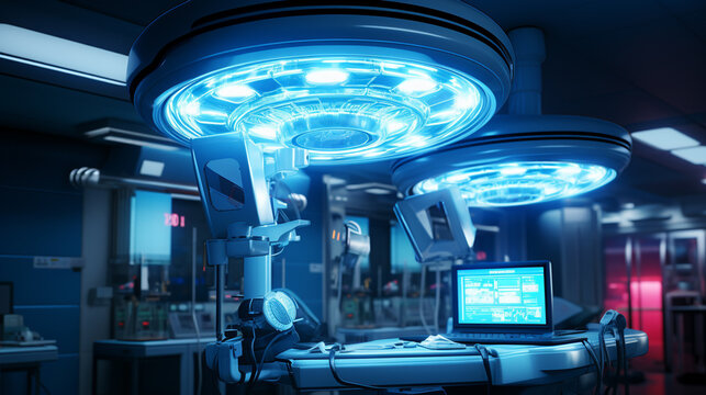 Surgical lamp for a surgical operation in a modern operating room.