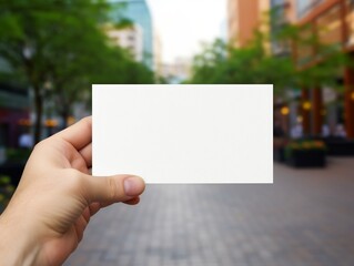 Mockup of hand and business card with isolated background generative ai