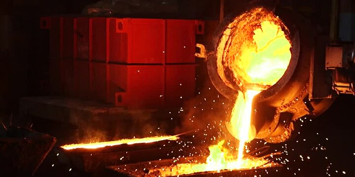 heavy industry metallurgical plant produces steel in stove busket