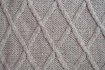 Organic knitting background with macro wool threads.