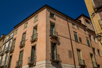 Fototapeta premium colored houses in the square of the center of vicenza