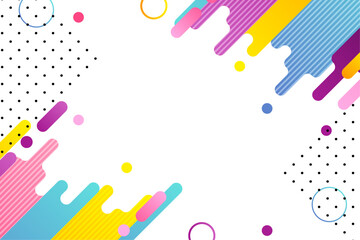 Modern abstract background with gradient geometric element in vivid pink, yellow, blue color, border template with copy space for banner, poster, web design.