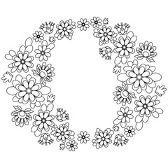 Mexican Floral Wreath Embroidery Coloring Page
