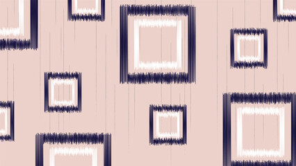 Blue and white square on pink background.Ikat ethnic oriental seamless pattern traditional.Aztec style abstract vector illustration.design for texture,fabric,clothing,wrapping,decoration.