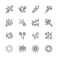 Fototapeta premium firework icons set. for party , ney year, festive,. isolated on white . vector illustration