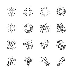 firework icons set. for party , ney year,  festive,. isolated on white . vector illustration
