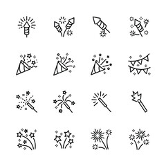 firework icons set. for party , ney year,  festive,. isolated on white . vector illustration