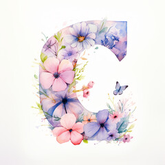 alphabet letters decorated with flowers abstraction