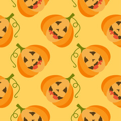 Halloween Jack-o-lantern seamless pattern. halloween pumpkin seamless pattern vector illustration