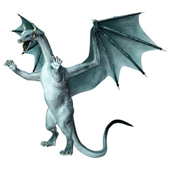 3D Rendering Fairy Tale Dragon on White