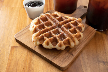 Jeju, tangerine tea, almond croffle, croissant, waffle, plain