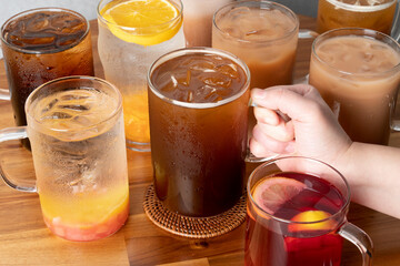 Jeju, tangerine tea, almond croffle, croissant, waffle, plain