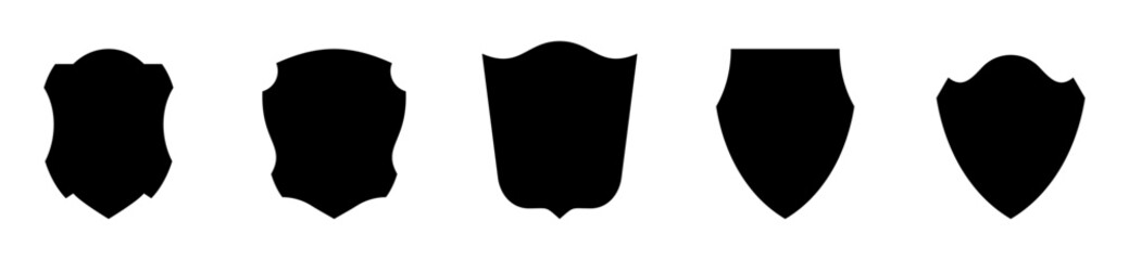 Shield vector glyph icon set. Coat of arm emblem. Privacy, secure