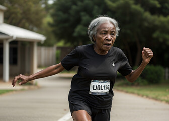 ai generated an old black woman running