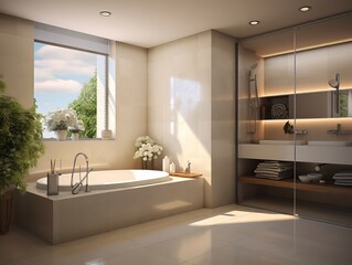 Contemporary bathroom with copyspace generative ai