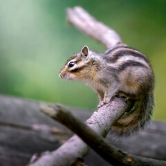 Naklejka na ściany i meble Striped squirrel on a tree