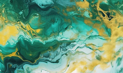 Watercolor stains wallpaper. Texture of malachite stone. For banner, postcard, book illustration. Created with generative AI tools