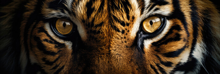 Eyes of a tiger close up - obrazy, fototapety, plakaty